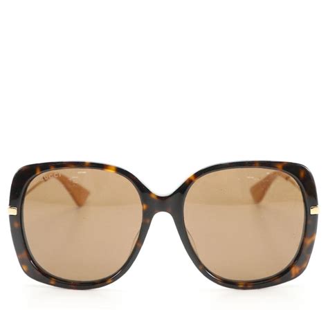 gucci - gg0511s - shiny dark havana - metal|Square frame sunglasses in gold.